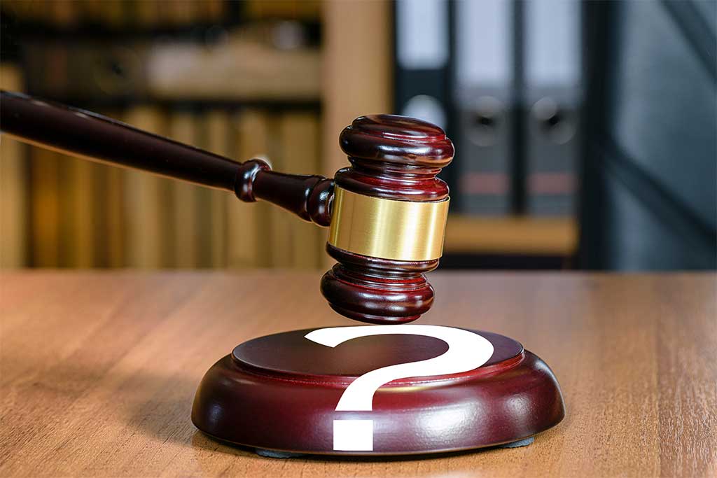 Judicial gavel and question mark